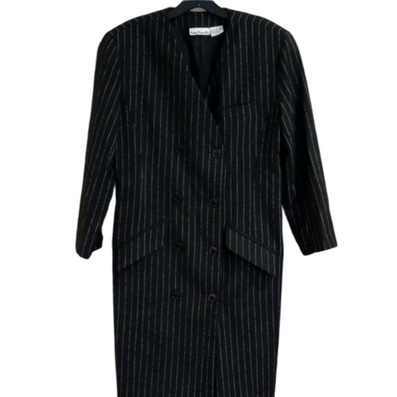 Anne Klein 100% wool jacket size 10 pinstripe Gray - Picture 4 of 12